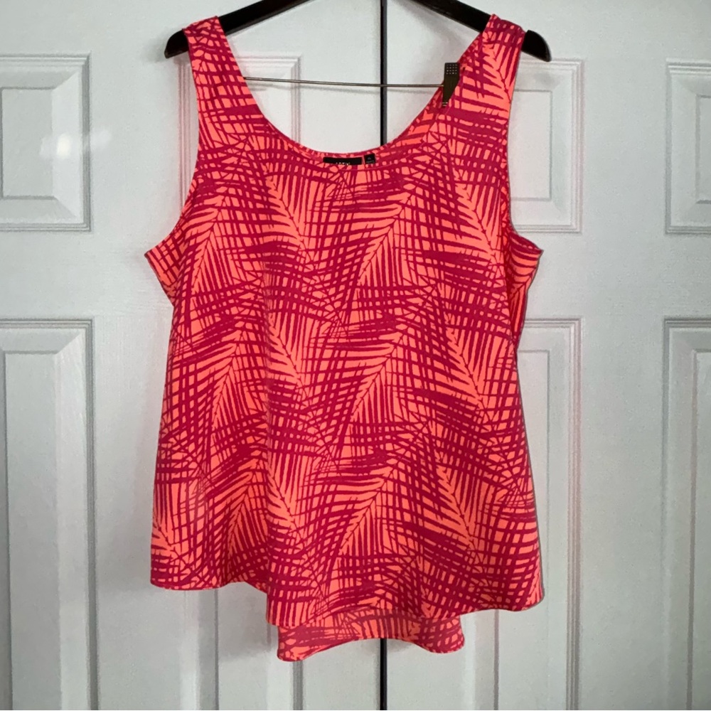 Apt 9 Essentials Women's Pink Orange Patterned Tank Top Summer Tropical XL